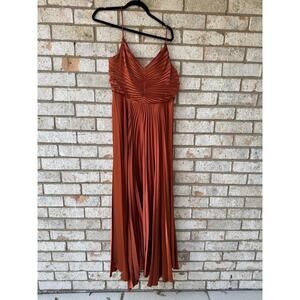 delfi collective Pleated Flowy dress Copper Color Metallic Size L